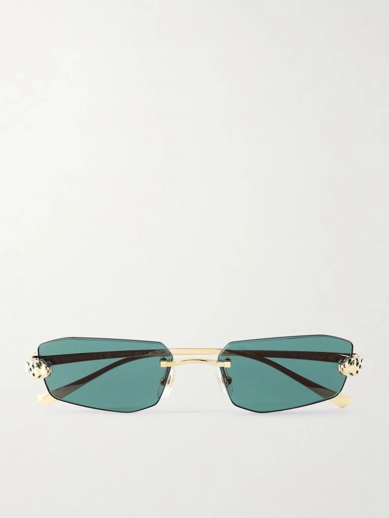 Cartier Eyewear Panthère 无边金色金属长方框太阳镜 1