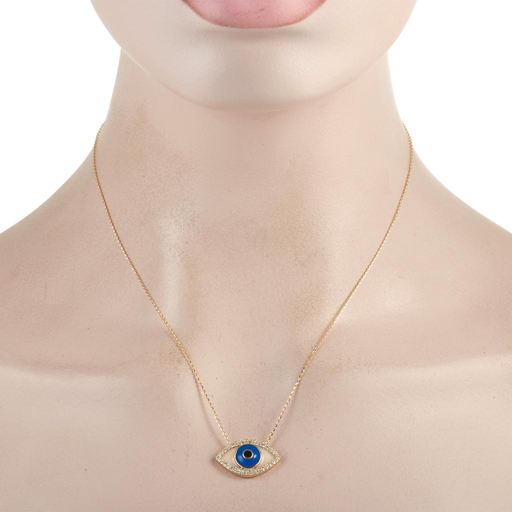 Non Branded 14K Yellow Gold 0.38 ct Diamond Eye Necklace