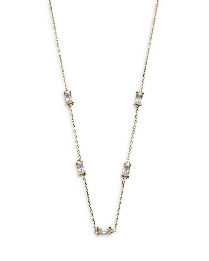 Argento Vivo 18K Gold Plated Cubic Zirconia Baguette Chain Necklace, 16"
