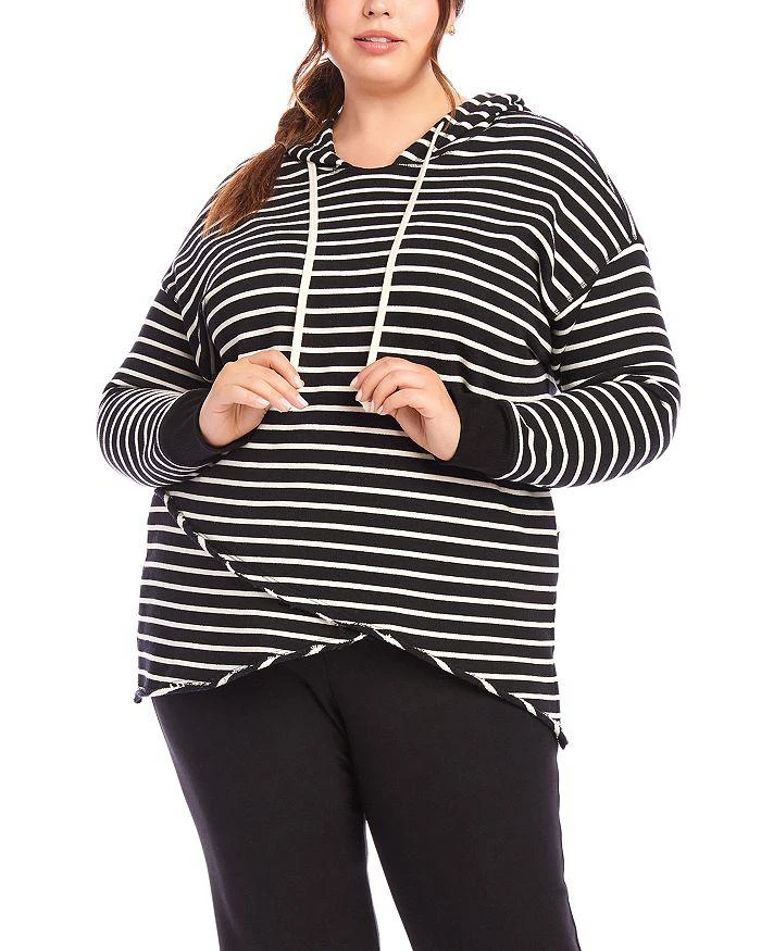 Karen Kane Striped Asymmetric Hem Hooded Sweatshirt 1