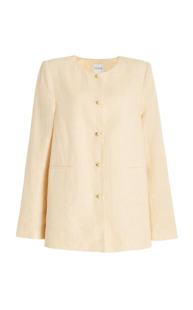 Shop Posse - Rio Linen Shift Jacket - Yellow - XL - Moda Operandi