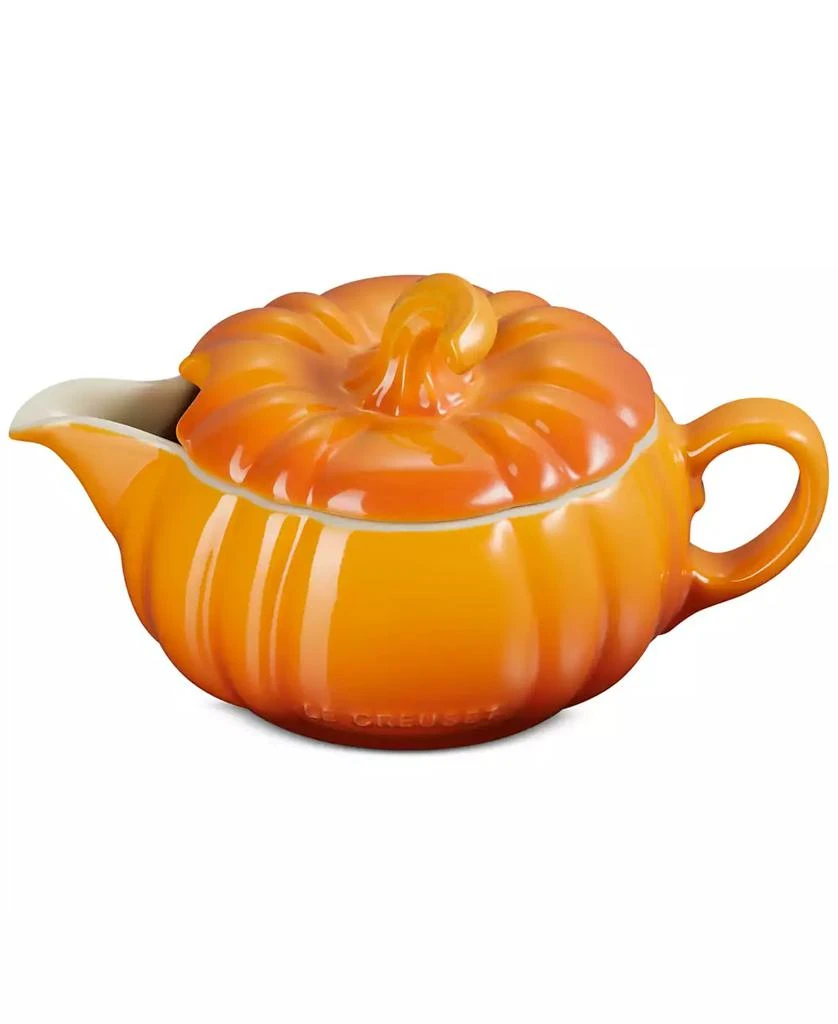Le Creuset Stoneware Pumpkin 14-Oz. Gravy Boat with Lid 6