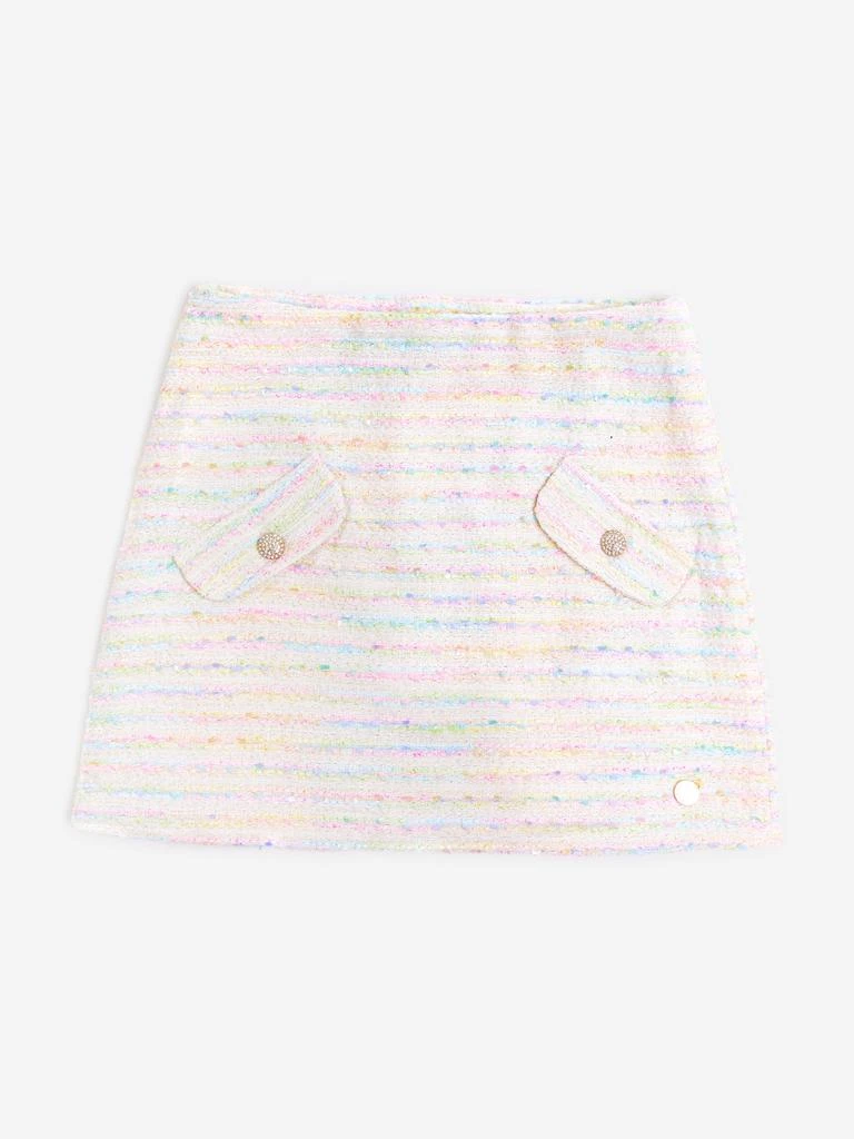BCBG BCBGMAXAZRIA Girls Tweed Pencil Skirt in Ivory 1