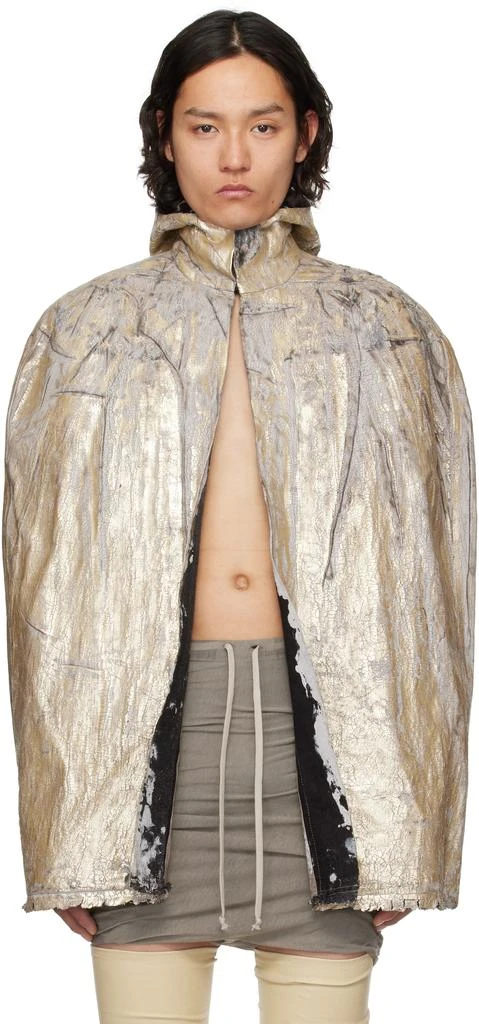 Rick Owens Gold Hollywood Pville Cape Denim Jacket