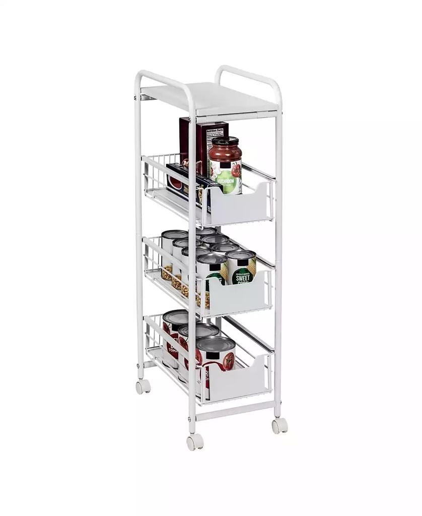 Honey Can Do 4 Tier Slim Rolling Cart with Drawers