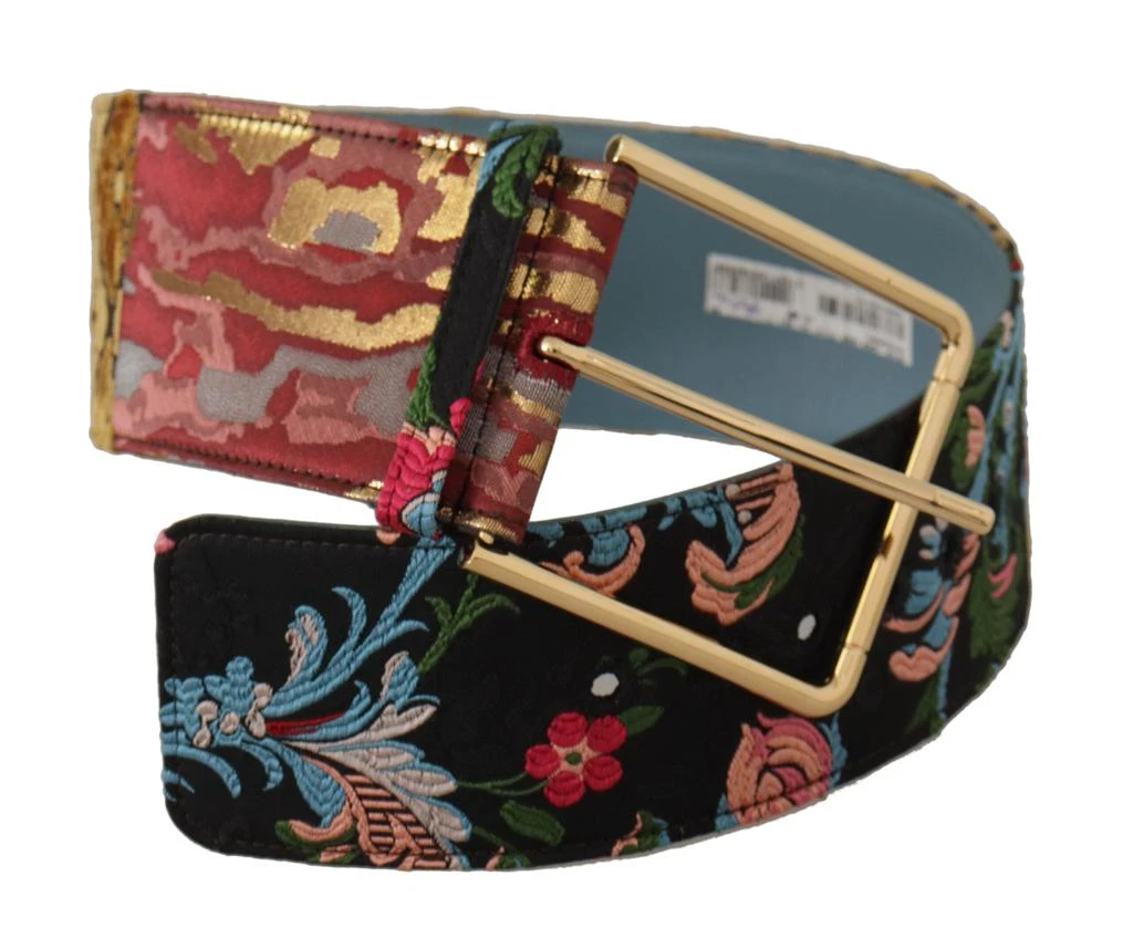Dolce & Gabbana Dolce & Gabbana Multicolor Embroidered Leather Gold Metal Buckle Belt 2
