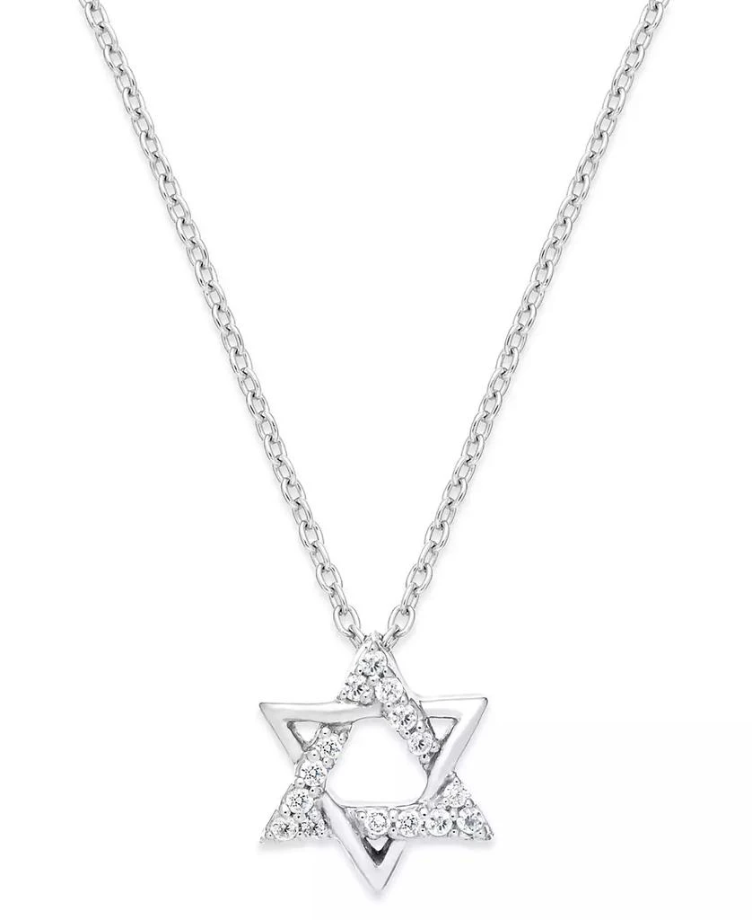 Macy's Diamond Star of David Pendant Necklace in Sterling Silver (1/10 ct. t.w.) 1