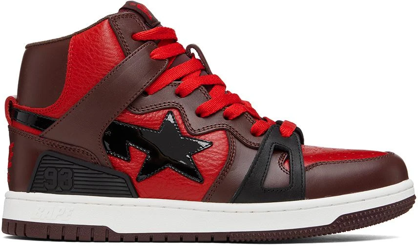 Bape Red & Brown Sta 93 Hi Sneakers 1