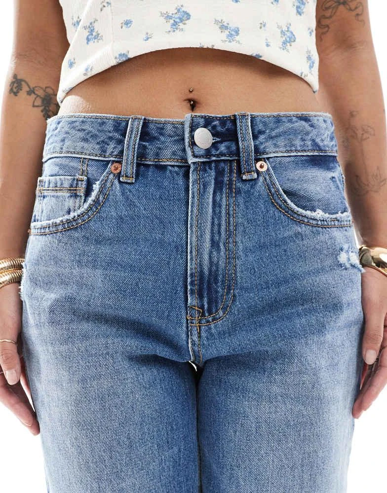 Stradivarius Stradivarius Petite D92 denim straight jeans in dark wash 5