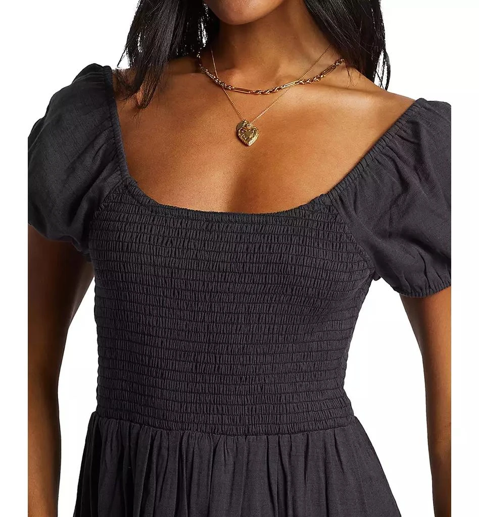 Billabong Juniors' Midnight Sky Smocked Puff-Sleeve Midi Dress 4