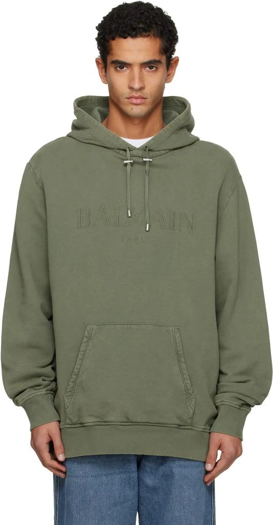 Balmain Khaki Vintage 
Balmain
 Embroidered Hoodie 1