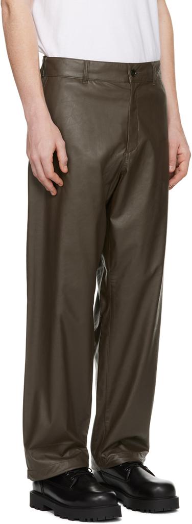 n.hoolywood Brown Wide Faux-Leather Trousers