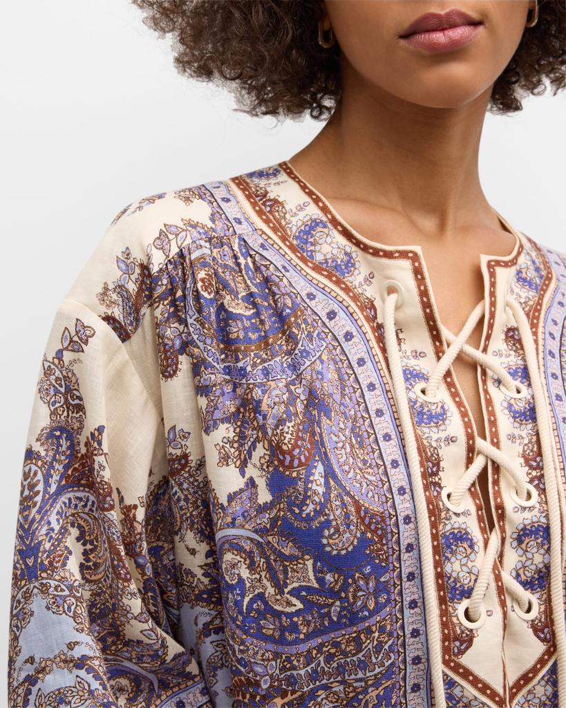 Zimmermann Ottie Paisley Eyelet Mini Dress - Dresses