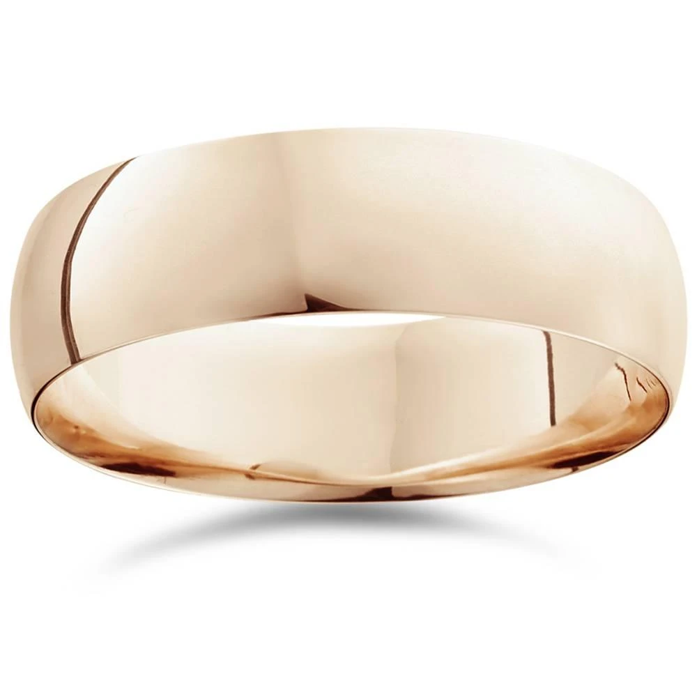 Pompeii3 7mm Dome High Polished Wedding Band 14K Rose Gold Size Selectable