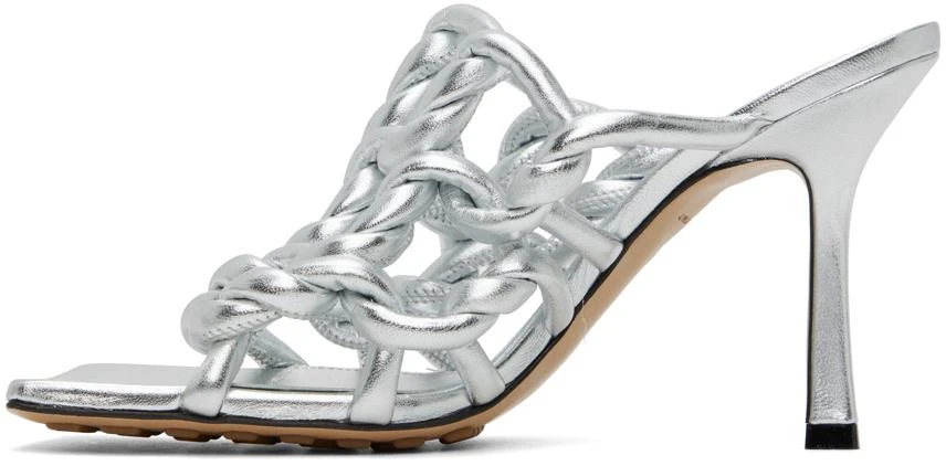 Bottega Veneta Silver Stretch Mule Heeled Sandals 3