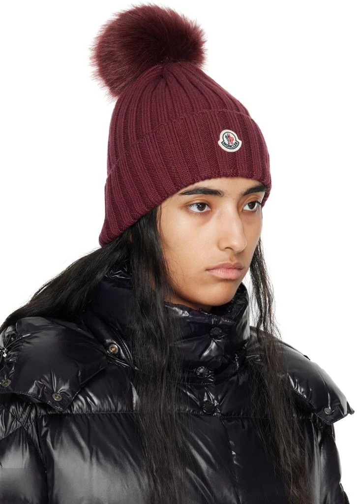 Moncler Burgundy Pom Pom Beanie 2