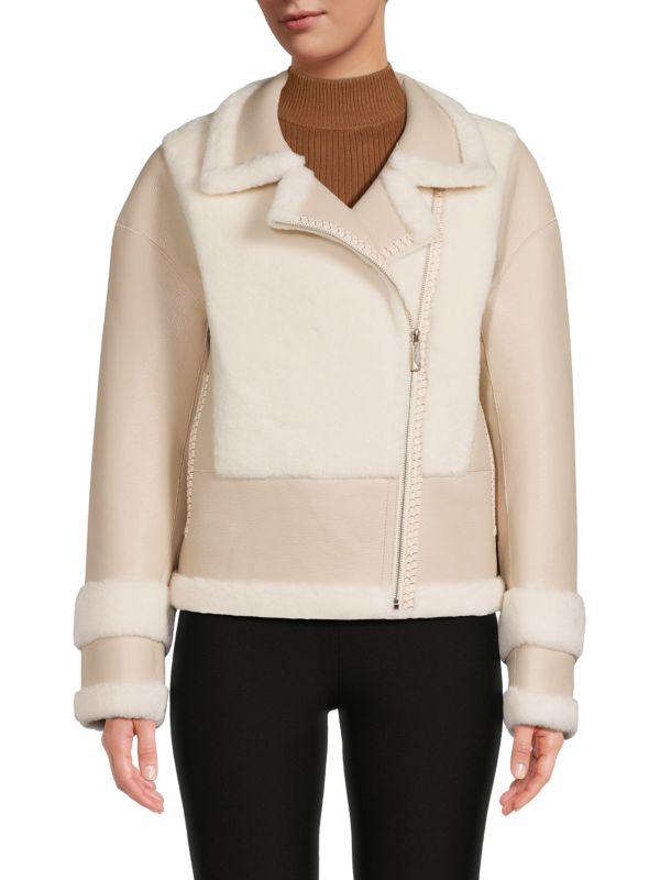 BELLE FARE Eco Faux Fur Faux Shearling Moto Jacket