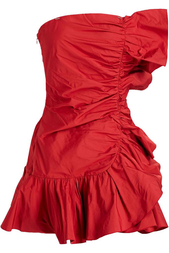 RED Valentino Strapless ruffled taffeta mini dress