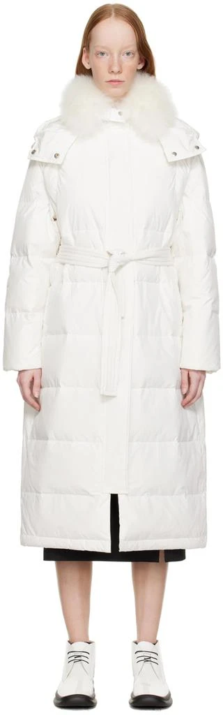 Yves Salomon White Quilted Down Jacket 1