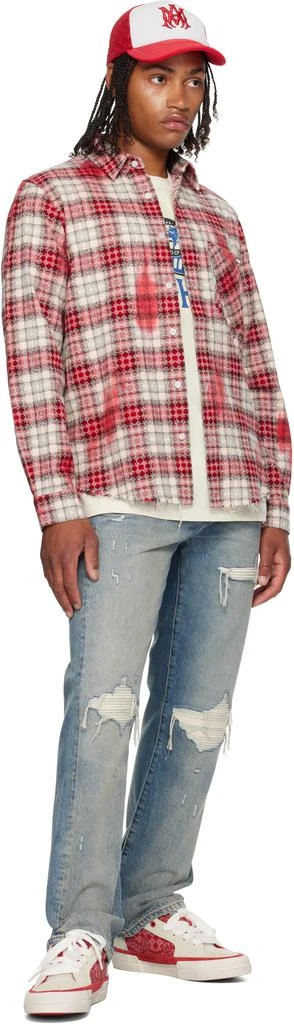 AMIRI Red 
White MA Quad Bleach Flannel Shirt 4