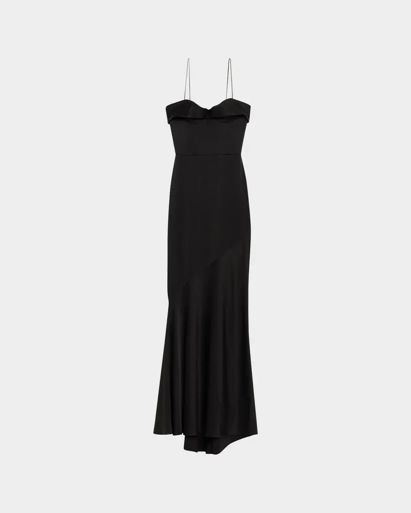 Alex Perry Cupped Draped Satin Gown