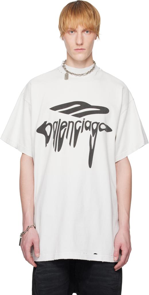 【関税＆送料込み】Balenciaga Back Reflective T-Shirt Balenciaga Back Reflective T-shirt Medium Fit in Grey Blue