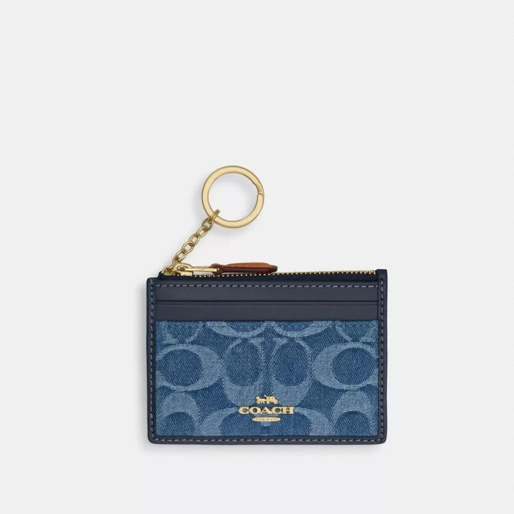 Coach Mini Skinny Id Case In Signature Denim
