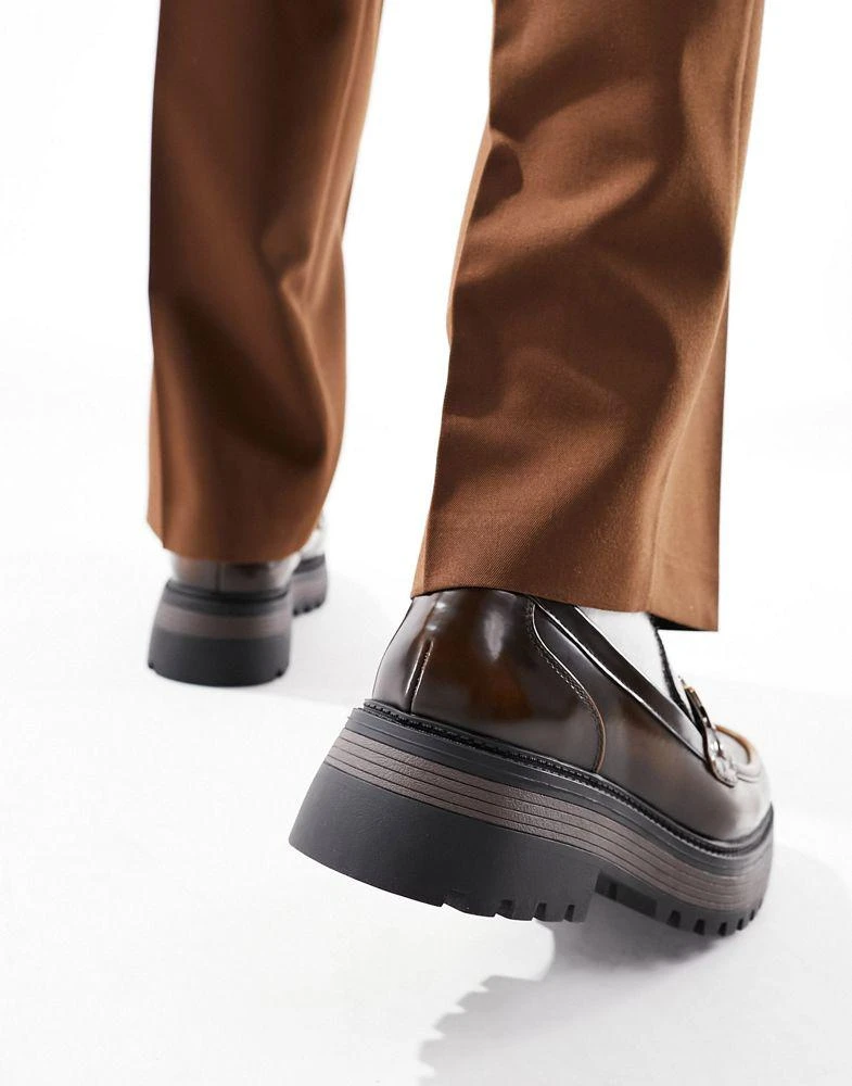 ASOS ASOS DESIGN chunky brown loafers in faux leather 4
