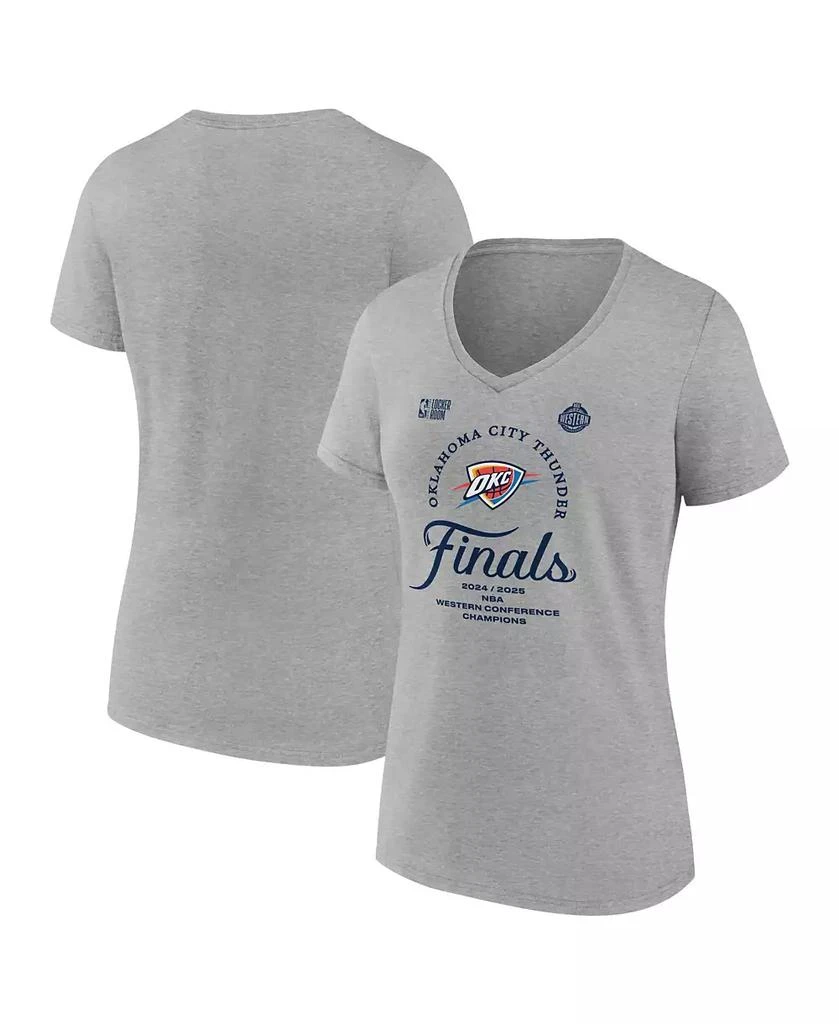 Fanatics Women's Steel Oklahoma City Thunder 2025 NBA Western Conference Champions Locker Room T-Shirt 1