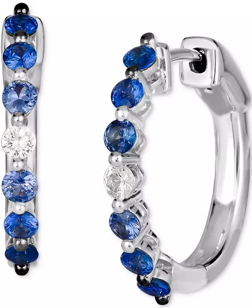 Le Vian Ombré® Denim Ombré (3/4 ct. t.w.) & White Sapphire (1/8 ct. t.w.) Small Hoop Earrings in 14k White Gold, 0.7" 1