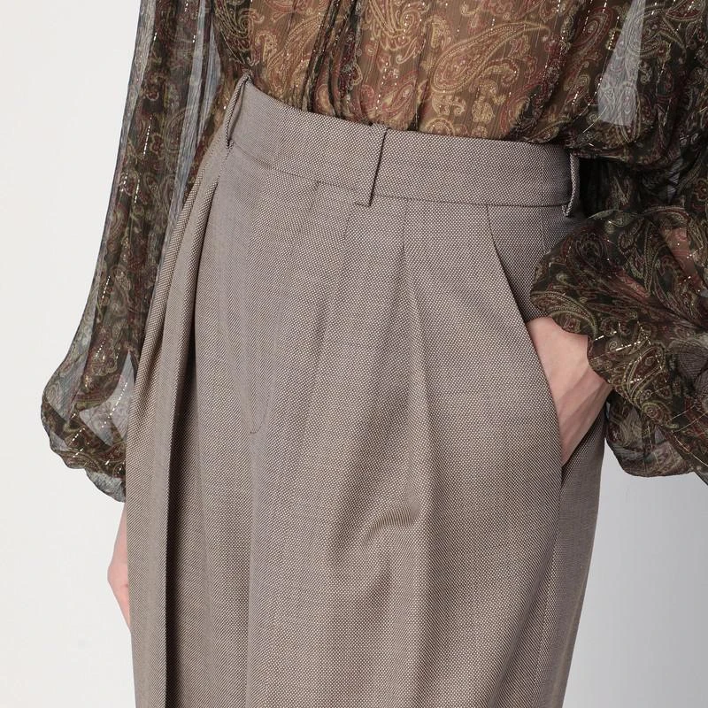 Yves Saint Laurent Wide taupe beige wool trousers 5