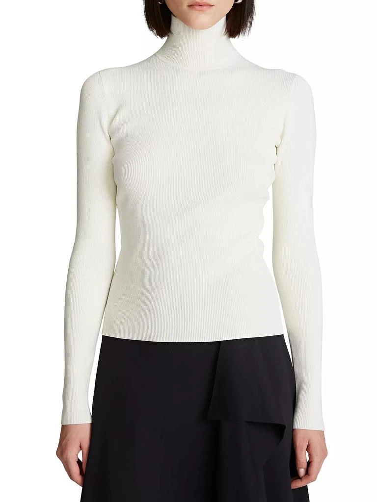 Halston Ty Rib-Knit Turtleneck 3