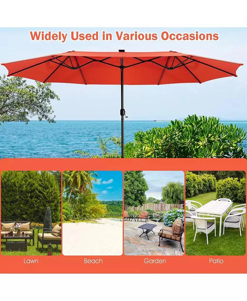 GOUUN 15 Feet Twin Patio Umbrella with 48 Solar LED Lights 6