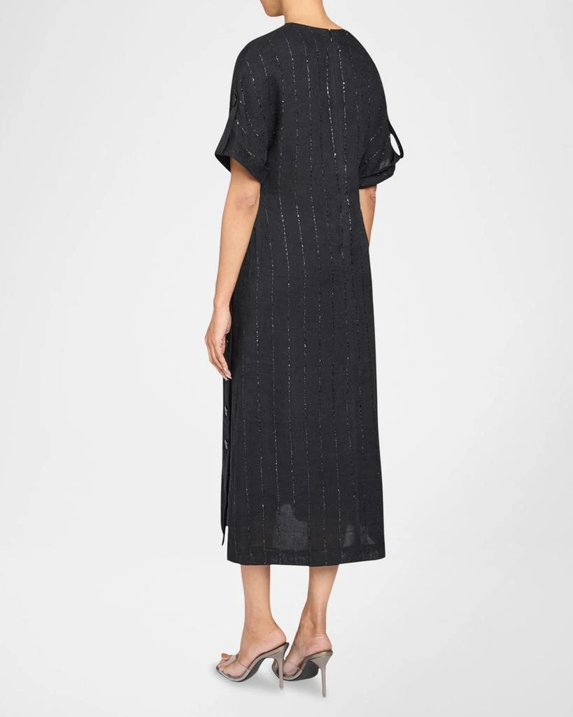 knee length dresses for ladies Zaneta Sky Blue Linen Side Button Detail Modest Dress – House Of Haniya main image 1