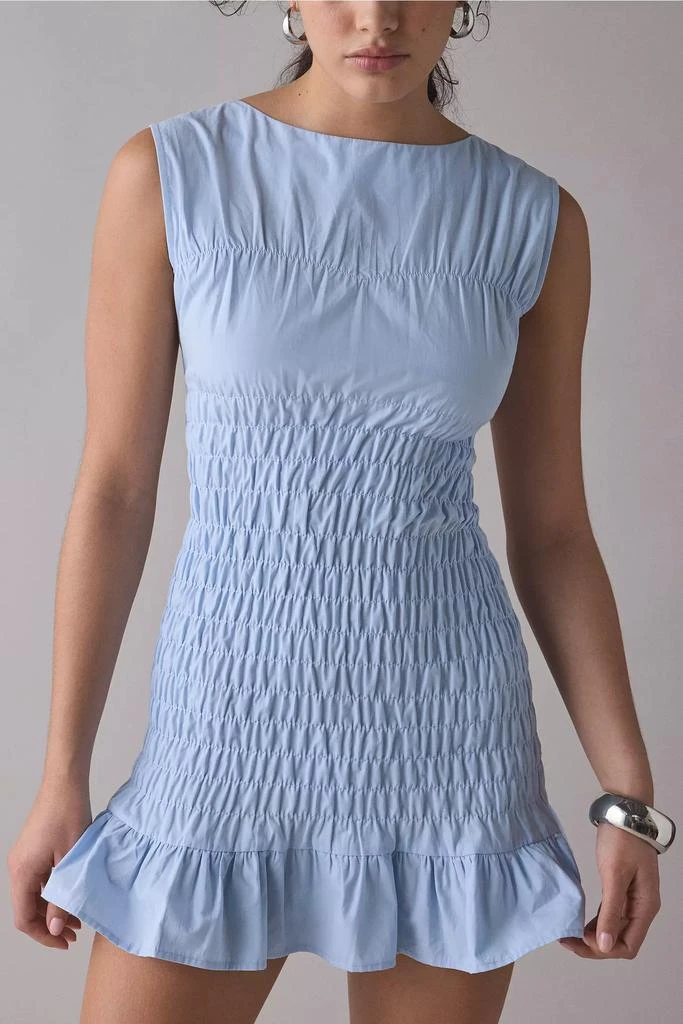 Urban Outfitters Another Girl Shirred Cotton-Blend Poplin Boatneck Mini Dress 2