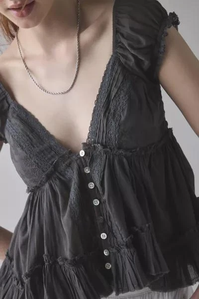Kimchi Blue Kimchi Blue Izzy Lace Trim Button-Front Babydoll Blouse 4