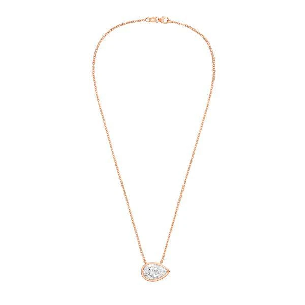 Diana M Jewels 14kt rose gold lab grown east west pear shape bezel pendant weighing 6.00 ct 2