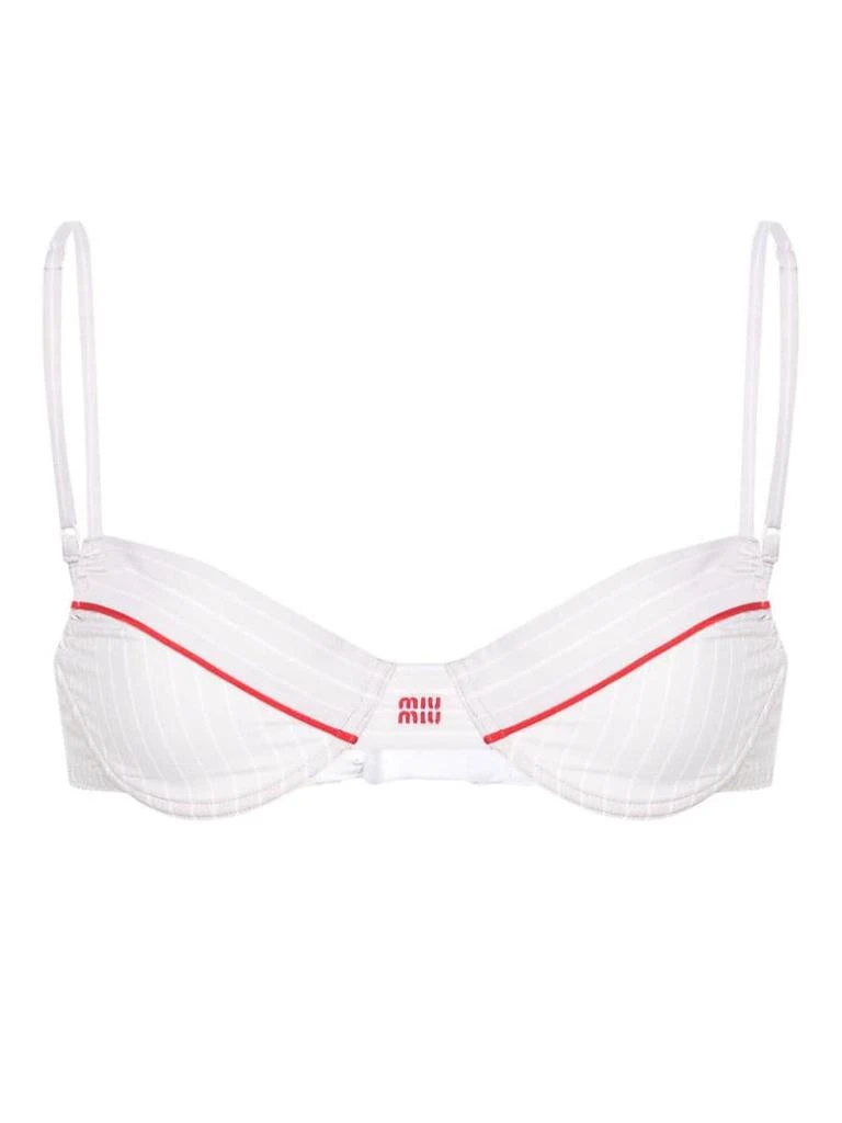 Miu Miu Miu Miu Striped Cotton Balconette Bra 1