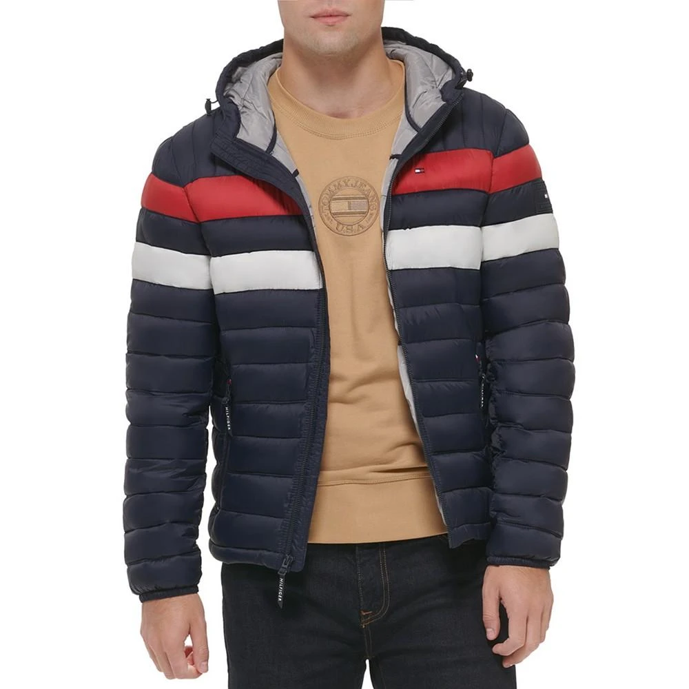 Tommy Hilfiger Men's Quilted Color Blocked Hooded Puffer Jacket 4