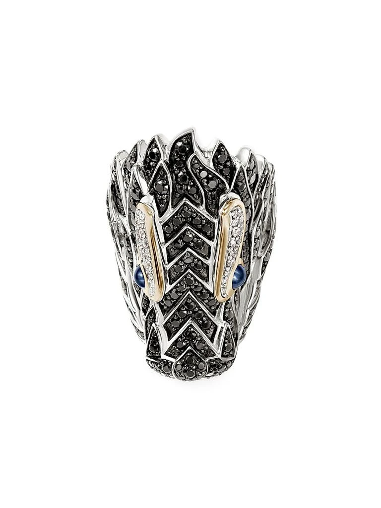 John Hardy Naga Dragon Sterling Silver, 14K Yellow Gold & Multi-Gemstone Saddle Ring 6