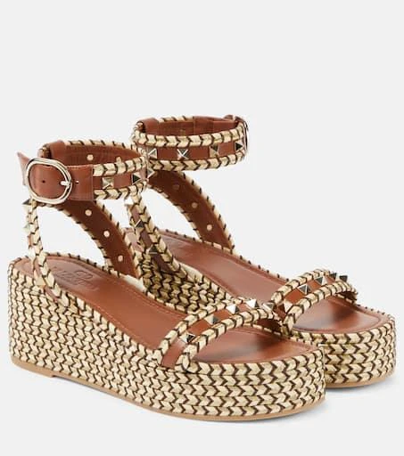 Valentino Rockstud leather espadrille wedges 1