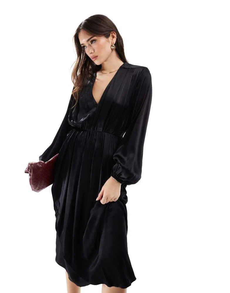 Elliatt Raven satin wrap style midi dress in black  On Sale Now with Up to  61% Off | Discover Exclusive Deals & Savings at BeyondStyle  Authentic  Elliatt Home|women with Limited-Time