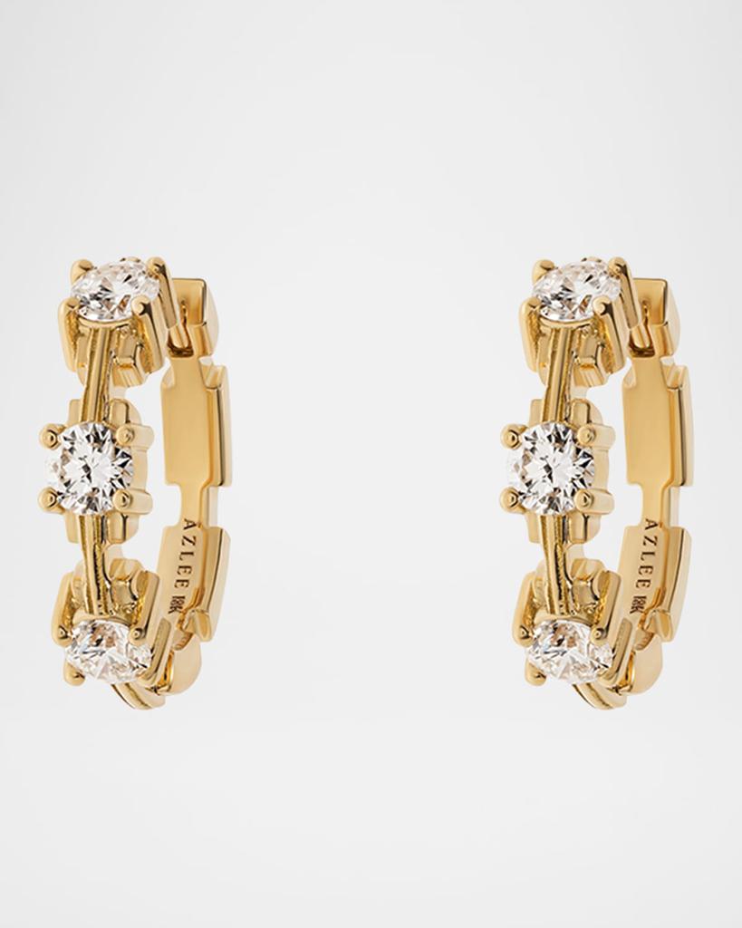 Azlee 18K Pirouette Diamond Medium Hoop Earrings