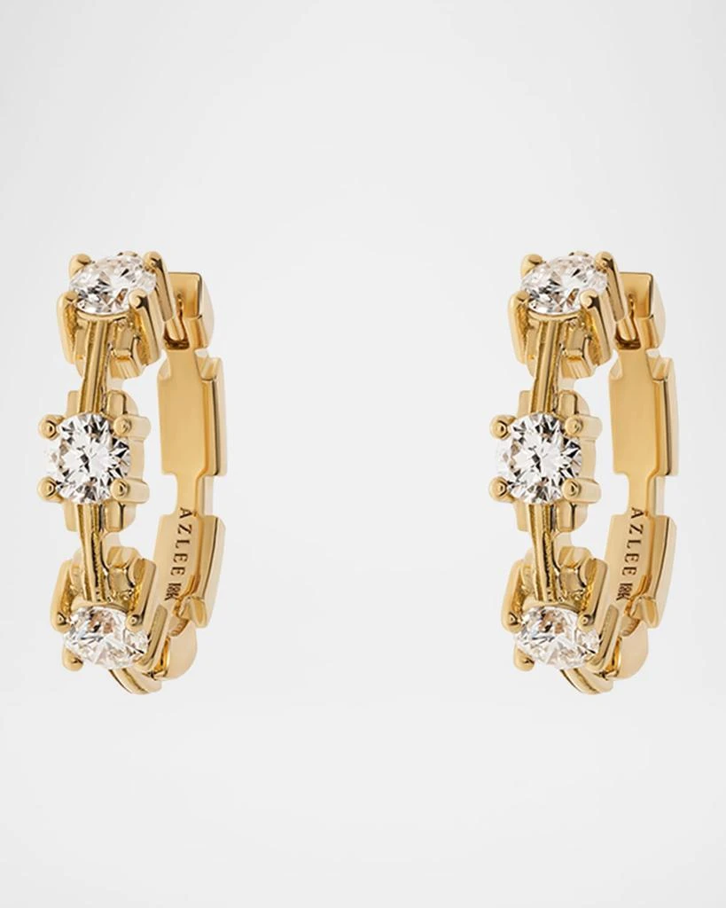 Azlee 18K Pirouette Diamond Medium Hoop Earrings 1