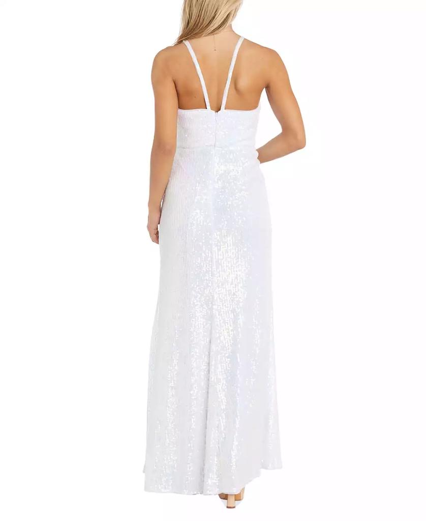 Morgan & Company Junior's Sleeveless Slit-Front Sequin Gown