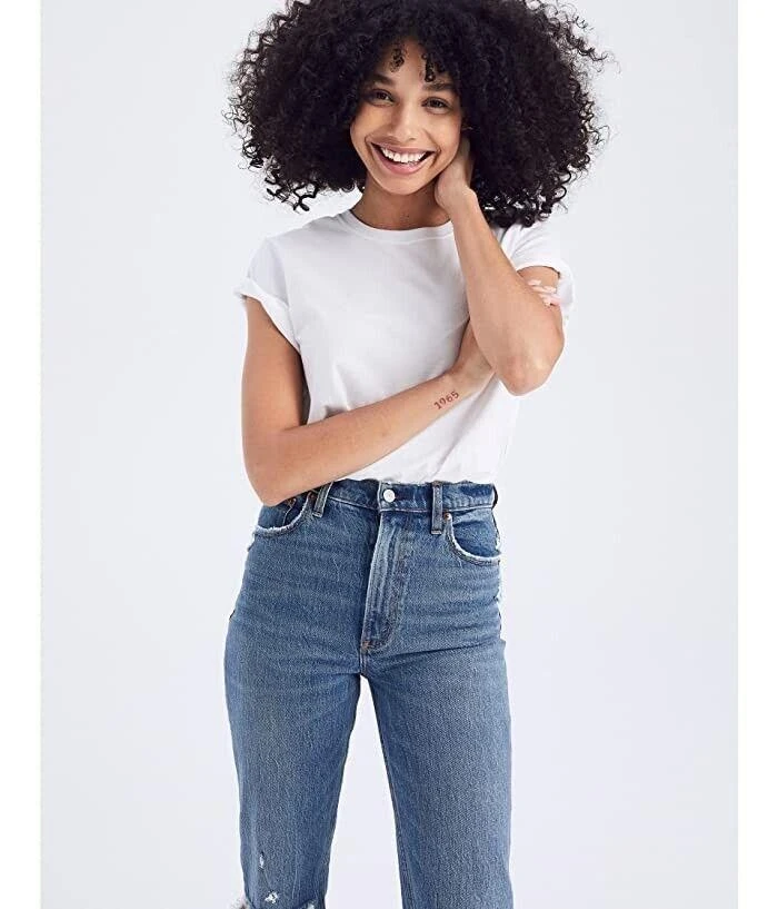 Abercrombie & Fitch Jeans Womens 26 Blue Denim Distressed High Rise Retro ERK389 (Blue,Regular,26) 3