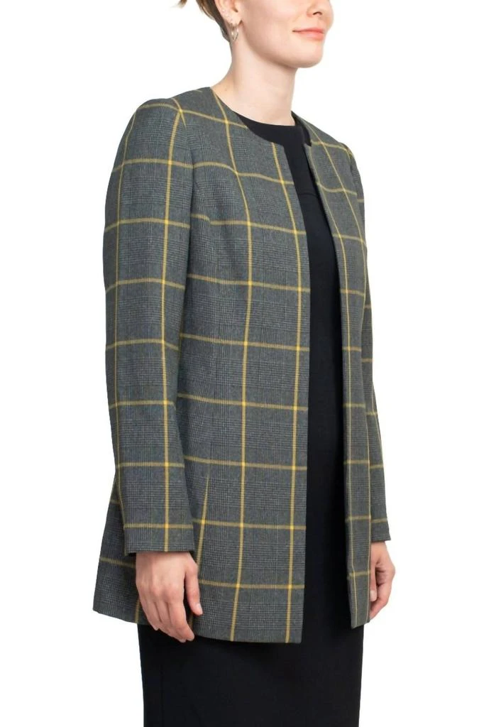 Le Suit Le Suit - Boat Neck Sleeveless Crepe Dress With Windowpane Jacket Set 2