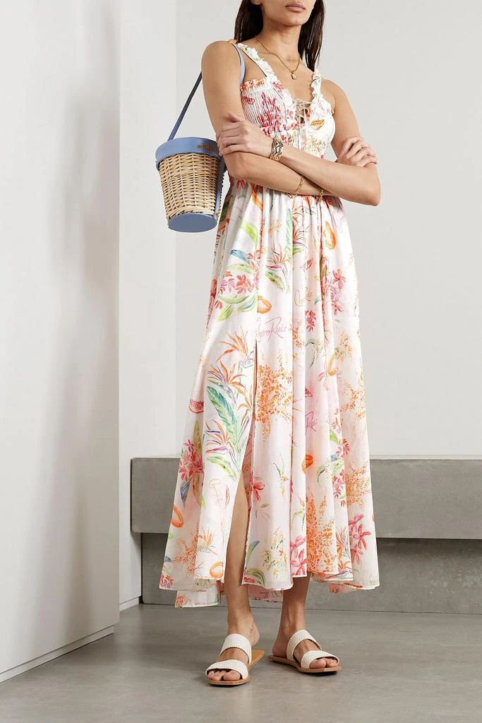 Charo Ruiz Ibiza Coa shirred printed cotton-voile maxi dress 2