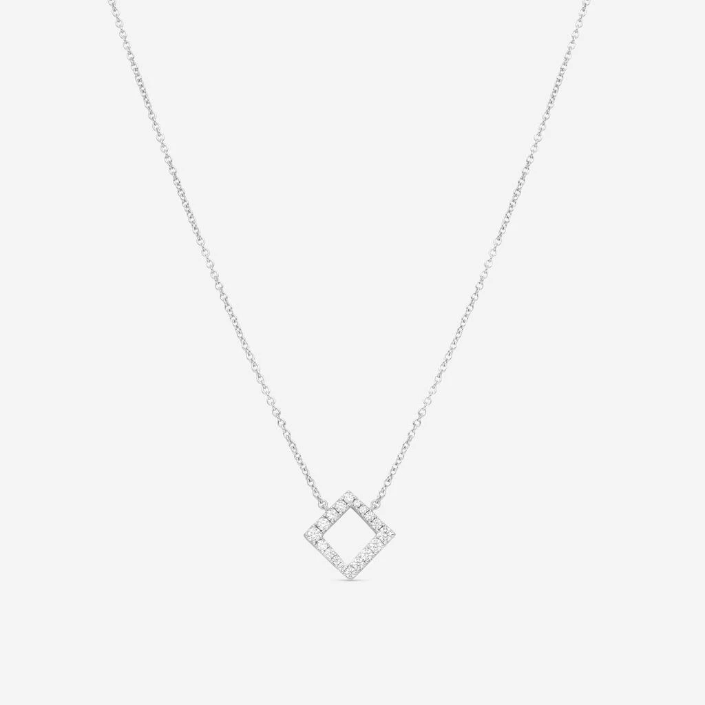 Hearts On Fire Hearts On Fire Charmed 18K White Gold Square Pendant HFPCSQ00288W