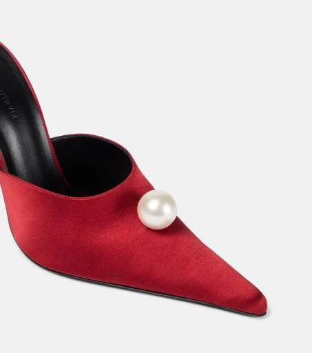 Magda Butrym Floral-appliqué faux pearl satin mules 5